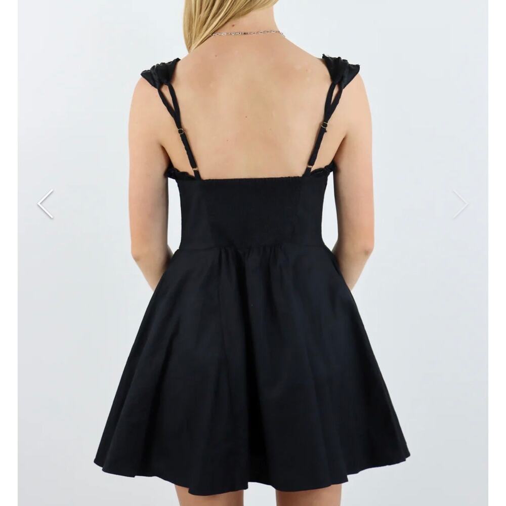 Free People Midnight Magic Mini Dress Sweetheart Neckline Smocked Back Sz M NWT - Picture 3 of 10
